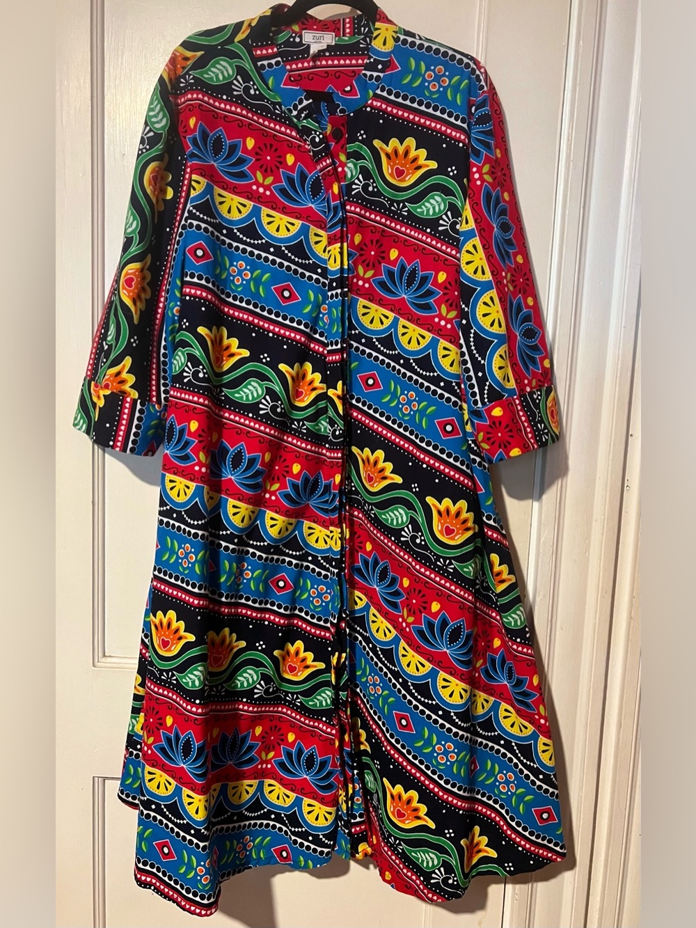 Bold Multicolor Floral-Striped Zuri Dress